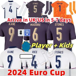 2024 Englands Soccer Jerseys National Team 2024 2025 Toone voetbalhemd Wit Bright Kane Sterling Rashford Sancho Grealish Men Kids Kit Rice voetbalshirtes