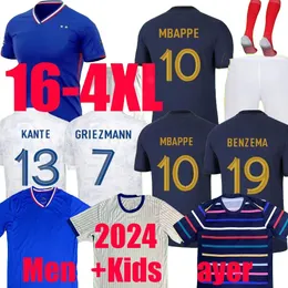 2024 Euro Cup French Home Jersey Kante Benzema Soccer Jerseys 2024 Fans Player Version GRIEZMANN GIROUD Hommes Chemise Enfants Kit Varane Dembele Football Uniforme