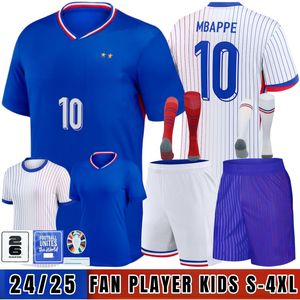 2024 Euro Cup French Mbappe Soccer Jerseys Fans Joueur Version Griezmann Giroud Kante Benzema Maillot de Foot Men Shirt Kids Kit Varane Dembele Football Uniforme