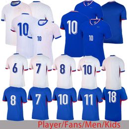 2024 Euro Cup Jersey Mbppe Jerseys de football français Griezmann Pavard Saliba Kante Pavard Maillot Giroud Dembele Kids Kit Women Men Football Shirt