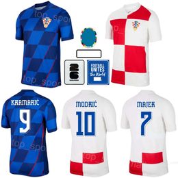 2024 Eurocopa Copa Men Croacia Soccer Jerseys 7 Majer 9 Kramaric 13 Vlasic 17 Petkovic 4 Gvardiol 22 Juranovic 10 Modric Kovacic Brozovic Football Shirt Kits National Team
