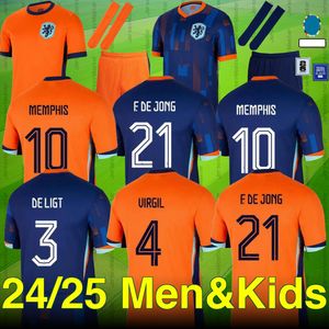 2024 Euro Cup Nederlands oranje voetbaltruien Memphis de Jong Virgil de Ligt Gakpo Dumfries Bergvijn Klaassen Fans Player voetbalshirt Men Kids Kits Oranje