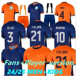 2024 Eurocopa Países Bajos Jerseys de fútbol MEMPHIS DE JONG VIRGIL DE LIGT GAKPO DUMFRIES BERGVIJN KLAASSEN Fans Player Football Shirt Men Kids Kits 24 25 Home Away 999