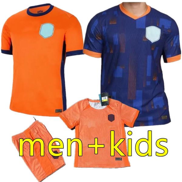 2024 Eurocopa Países Bajos Jerseys de fútbol 24 25 MEMPHIS DE JONG VIRGIL DE LIGT GAKPO DUMFRIES BERGVIJN KLAASSEN Fans Camiseta de fútbol Hombres Kits para niños