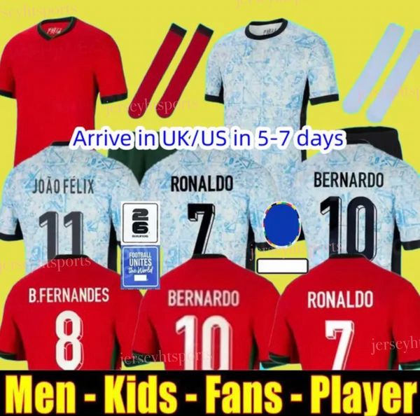 2024 Euro Cup Portugal National Team Soccer Jerseys Ronaldo 24 25 Felix Pepe Bermardo B.Fernandes Camisa de Futebol J.Moutinho Player Football Shirt Men Uniforms pour enfants