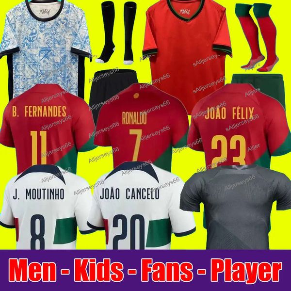 2024 Euro Cup Portugal Maillots de football de l'équipe nationale B.Fernandes BRUNO FERNANDES FELIX RONALDO Bernardo Diogo J. JOAO CANCELO Kits de chemise de football