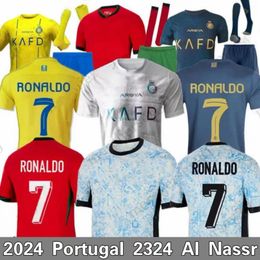 2024 Euro Cup Portugal Ronaldo voetbaltruien Bernardo B.Cernandes Uniform 23/24 Al Nassr FC Jersey Mane Men Kids Fans Player -versie Saudi Cr7 Boys voetbal Shiirt