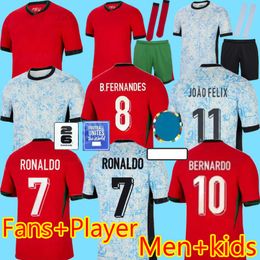 2024 Euro Copa Portugues Portugal Jerseys de fútbol Ronaldo Joao Felix Felix Pepe Bermardo B.Fernandes Camisa de Futebol 24 25 Camisa de fútbol equipo para hombres Kit para niños