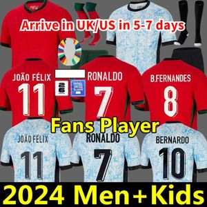 2024 Euro Cup Portuguesa Portugal Soccer Jerseys Ronaldo Joao Felix Pepe Bermardo B.Fernandes Camisa de Futebol 24 25 J.Moutinho Football Shirt Kit Kid Kit Kit