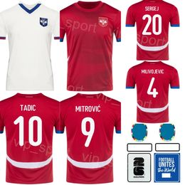 2024 Euro Cup Serbia Soccer 20 Sergej Milinkovic-Savic Jersey 13 Erhan Masovic 22 Sasa Lukic 8 Luka Jovic 9 Aleksandar Mitrovic Football Shirt Kits National Team