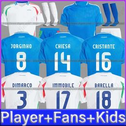 2024 EURO CUP JERSEYS EQUIPO NACIONAL BAGGIO 24 25 Jersey Verratti Chiesa Vintage Jorginho Camisa de fútbol Barella Maldini Kit para niños en casa y jugador fuera