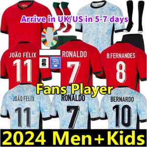 2024 Euro Cup Soccer Jerseys Ronaldo Portugais Portugal Joao Felix Ruben Neves Diogo Portuyser Football Shirt Team Men Kids Kit