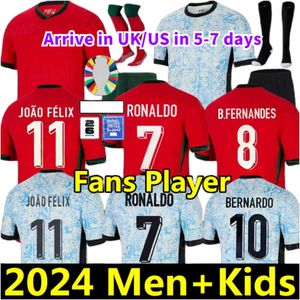 2024 Euro Cup Soccer Ronaldo Portugese truien Joao Felix Ruben Neves Diogo Portugieser Portugal Football Shirt Team Men Kids Kit