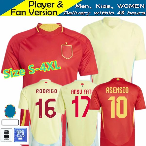 2024 Euro Copa España Jersey Morata Ferran Asensio 24 25 Camisa de fútbol del equipo nacional español S-4XL Kit para niños Camisetas Espana Rodri Olmo Ansu Fati