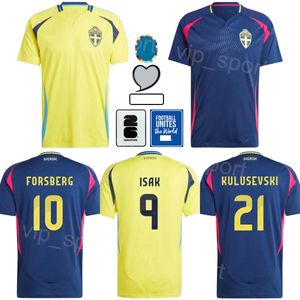 2024 Eurocopa Sweden Soccer 24 Gustaf Nilsson Jersey 21 Dejan Kulusevski 3 Victor Lindelof Sebastian Nanasi Isaac Kiese Thelin Football Shirt Kits National Team