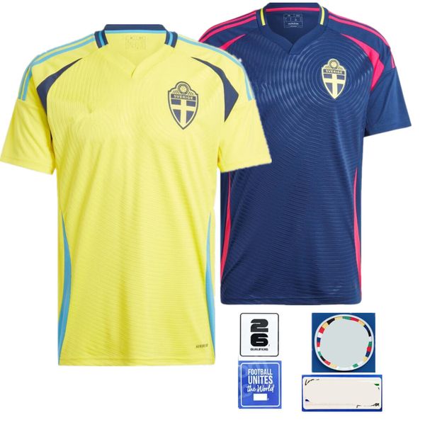 2024 Eurocopa Copa Suecia Jersey Ibrahimovic 24 25 Equipo nacional sueco 24 25 Larsson Football Shirt Home Amarillo Away Blue Blue Unifor