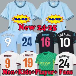 24 25 Erling Jerseys de fútbol de Haaland Grealish de Bruyne Foden 2024 2025 Ruben Rodrigo J.Alvarez Ederson M Football Doku Player Fans Man Kids Kit Camisetas