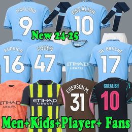 24 25 Erling Haaland Soccer Jerseys Grealish de Bruyne Foden 2024 2025 Ruben Mans Cities Rodrigo J.Alvarez Ederson M Football Doku THAI Player Fans Man Kid Kit Shirts