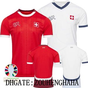 Jerseys de fútbol de Suiza para niños 2024 Eurocopa Europeo Equipo Nacional Swiss Elvedi Akanji Zakaria Sow Rieder Embolo Shaqiri Home Away Football Shirts Tamaño S - 4xl