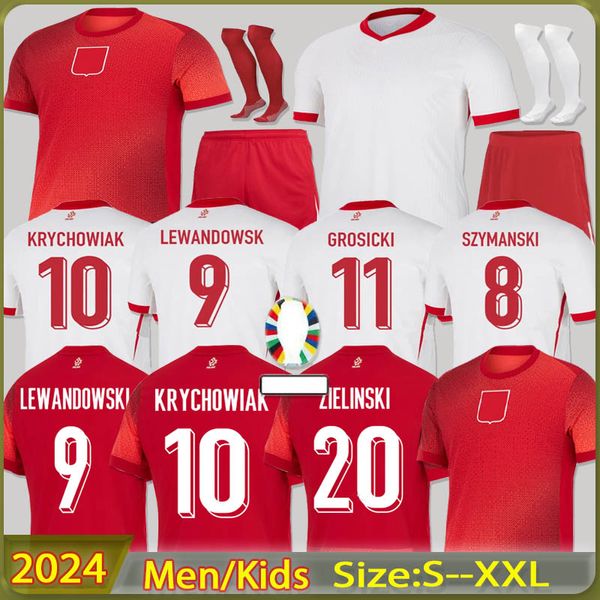2024 Eurocup Polands Lewandowski Soccer Jerseys Polonia 24 Krychowiak Grosicki Zielinski Milik Zalewski Szymanski 24/25 Shirt Football Shirt Hen Kid Kit Kit