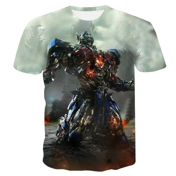 2024 Europe et les États-Unis T-border T-shirt Transformers Summer Transformers Imprimé Crewneck Men's Men's Casual Shirt's