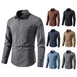 2024 European and American Mens Color Couleur à manches longues Coton Coton Cardigan Bouton Shirt 240419