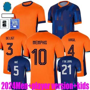 2024 Coupe d'Europe 24 25 Équipe nationale Europe Holland Soccer Jerseys Memphis Jong Virgil Dumfries Bergvijn 2025 Klaassen aveugle de Ligt Men Kid Kit Boy Football Shirt