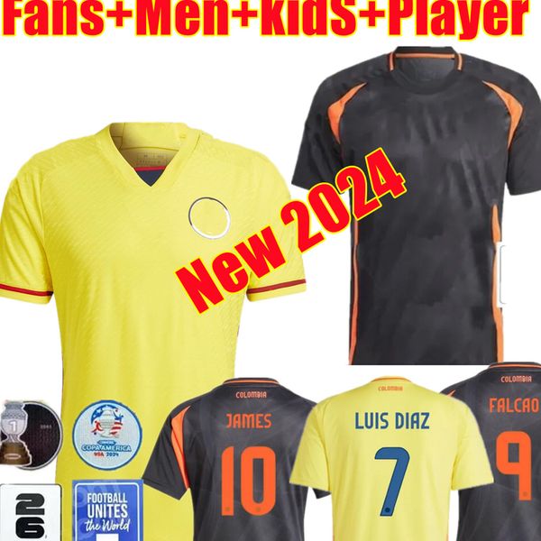 2024 Copa de Europa Colombia Jersey de fútbol Valderrama Valderrama Falcao James Home Cuadrado Hernandez D. Valoyes 24 25 Equipo nacional Set Camiseta de Futbol Camiseta de Futbol