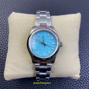 2024 EW Factory Women's Watch Mens Watch Taille 31 mmx11mm Swiss Ice Blue Luminal 316L Miroir en cristal saphir en acier fin