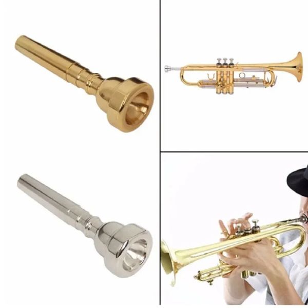 2024 Excellent professionnel 3c / 5c / 7c Taille Mega Rich Tone Bullet Shape Trumpet Bouthpiece Gold Silver Copper Alloy Mots-clés: