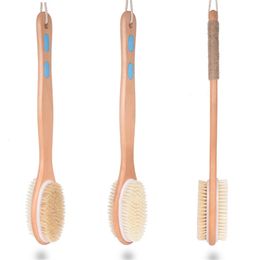 2024 Exfoliant du corps de massage corporel Brosse Bristle Natural Bristle Bath Brusque Spa femme homme Skin Skin Corpory Dry Body Brush Handle 240422