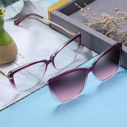 2024 Anteojos Diseñador de la marca Imán polarizado Clip gafas marco mujeres Miopía Gafas graduadas Gafas de sol ópticas Gafas 240131