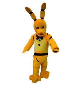 2024 Vente chaude d'usine Cinq nuits au jouet FNAF de Freddy Creepy Yellow Bunny Mascot Cartoon Christmas Cénéfié personnalisé