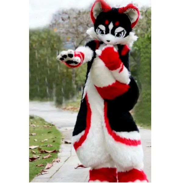 2024 Factory New Long Fur Husky Dog Fox Mascot Costume Cartoon Tenues FurSuit Halloween Furry Costume 158