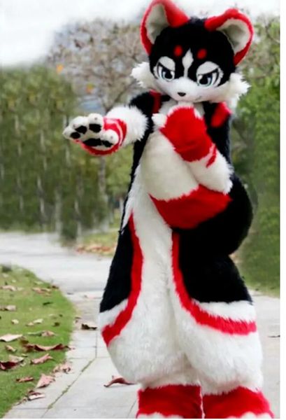 2024 Factory New Long Fur Husky Dog Fox Mascot Costume Cartoon Tenues FurSuit Halloween Furry Costume