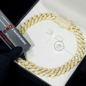 2024 Fábrica Mayorista Customale 9K 10K 14K Certificado de oro sólido real Moissanite Diamond Cuban Link Chain Collar Joyería de 10 mm