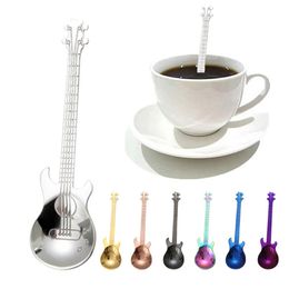 2024 Faroot en acier inoxydable Scoop de thé pour remuer boisson colorée de la guitare Coffee Cakepoon 240422