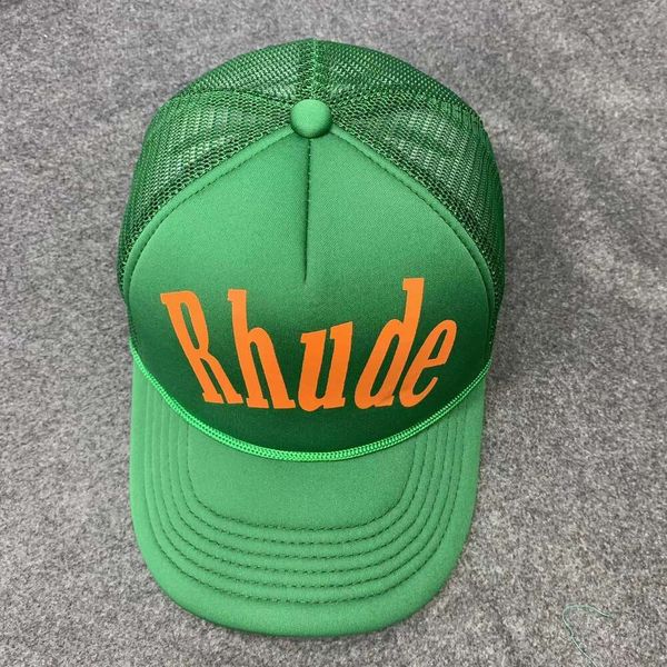 2024 Fashion Ball Rhude Caps New informal ancho al aire libre protector solar Rhude Baseball Cap Mujeres Mujeres de alta calidad Hat de calle verde Djustable 78 78