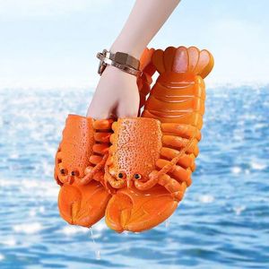 2024 Sandalias de playa de moda para mujeres y hombres, zapatos planos de verano, sandalias suaves de langosta de 15cm28cm, zapatillas familiares para mujer, sandalias de animales