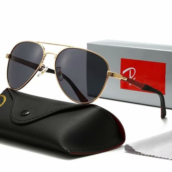 2024 Diseñador de la marca de moda Gafas de sol polarizadas 6104 Ray Hombres Mujeres Raybans Gafas de sol piloto UV400 Gafas Gafas Marco de metal Lente Polaroid con caja