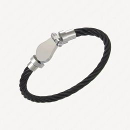 2024 bracelets de câble en fer à cheval 18k Bracelet en argent noir plaqué blanc 18K