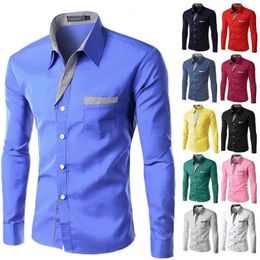 2024 Mode Camisa Masculina Lange mouw Shirt Men Slim Fit ontwerp formeel casual merk mannelijke kleding maat M4XL 240506