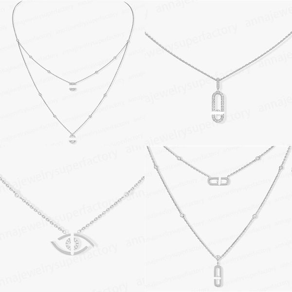 2024 Moda clásica Msikass Diamantes móviles Diamantes individuales Collar asimétrico deslizante para mujeres Diseñador Joyería Amantes de lujo Regalo de fiesta