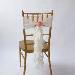 2024 Fashion Elegant Vintage Widding Chair Covers Murffon Flower Sash Wholesale Party Supplies Accessoires 12