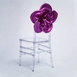 2024 Mode Elegante Vintage Wedding Chair Covers Satin Flower Sashes Wholesale Party Supplies Accessoires 20