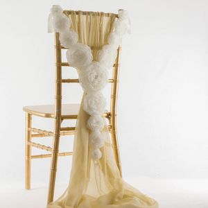 2024 Mode Elegante vintage trouwstoel Covers Organza Flower Sashes Wholesale Party Supplies Accessoires 21