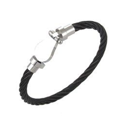 2024 Mode Hoefijzer Kabel Armband Hoge kwaliteit 18k Wit Verguld Zwart Roestvrij Stalen Armbanden Armbanden Voor Mannen Vrouwen Cadeau Accessoires met Sieraden