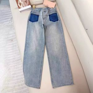 2024 gratis verzending mode losse rechte patches dames jeans ontwerper dames denim broek 6019