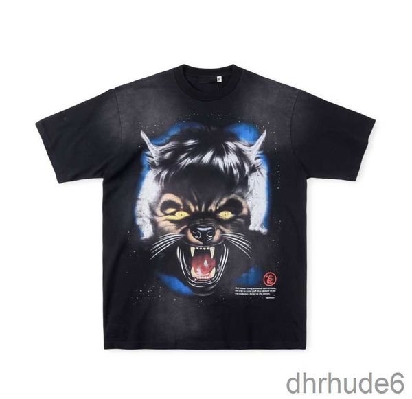 2024 Moda para hombre T Shirts Hombres Camisetas Mujeres 50 Estilos Color Hellstar Studios Moon Wolf Head Tee Imprimir Casual Manga corta Street Rap Top F6YW