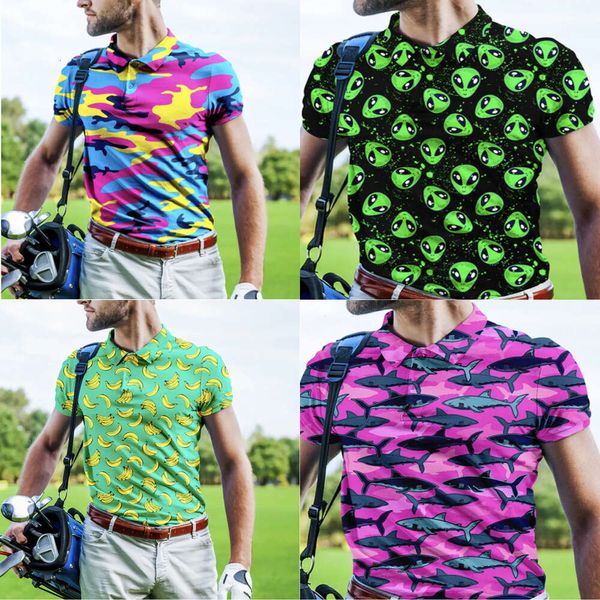 Polo con estampado Floral para hombre, camisa de Golf de alta calidad, pantalón corto informal de manga corta con cuello de botón, moda 2024